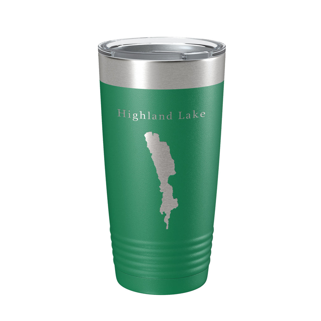 Highland Lake Map Tumbler Travel Mug Insulated Laser Engraved Coffee Cup Westbook Maine 20 oz
