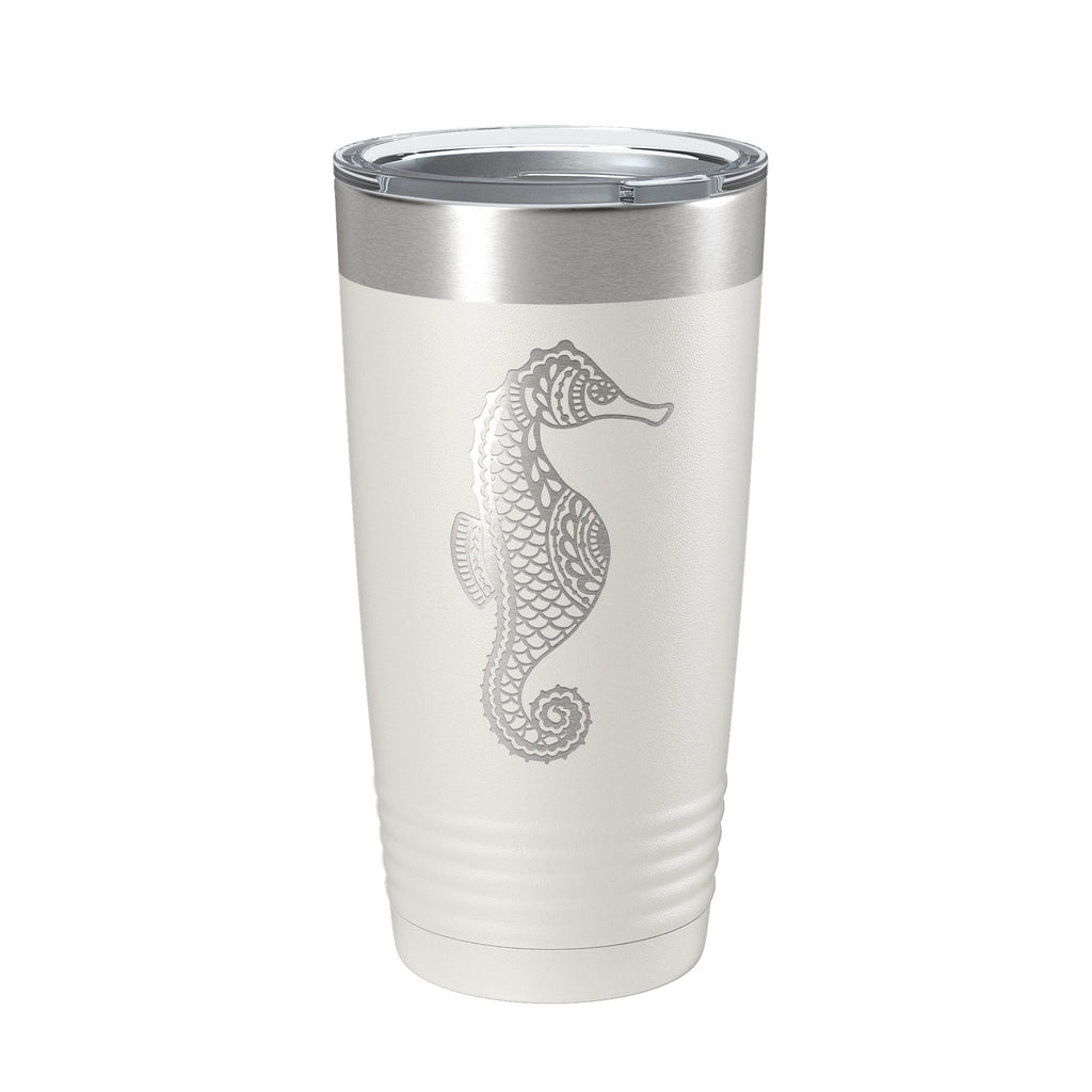 Seahorse Tumbler Zentangle Travel Mug Insulated Laser Engraved Coffee Cup 20 oz