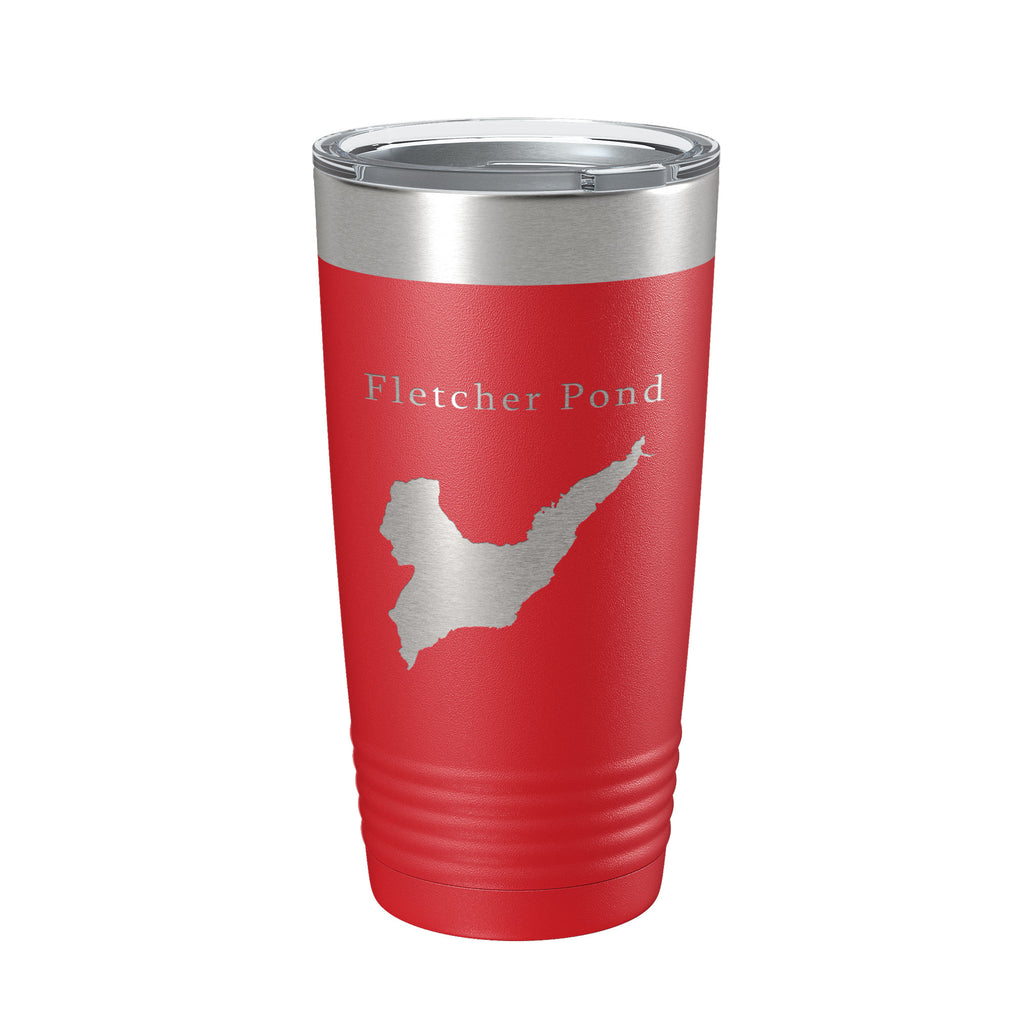 Fletcher Pond Tumbler Lake Map Travel Mug Insulated Laser Engraved Coffee Cup Michigan 20 oz