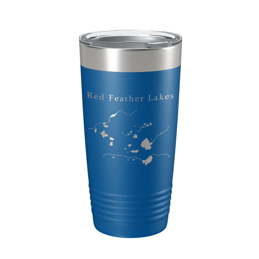 Red Feather Lakes Map Tumbler Travel Mug Insulated Laser Engraved Coffee Cup Colorado 20 oz