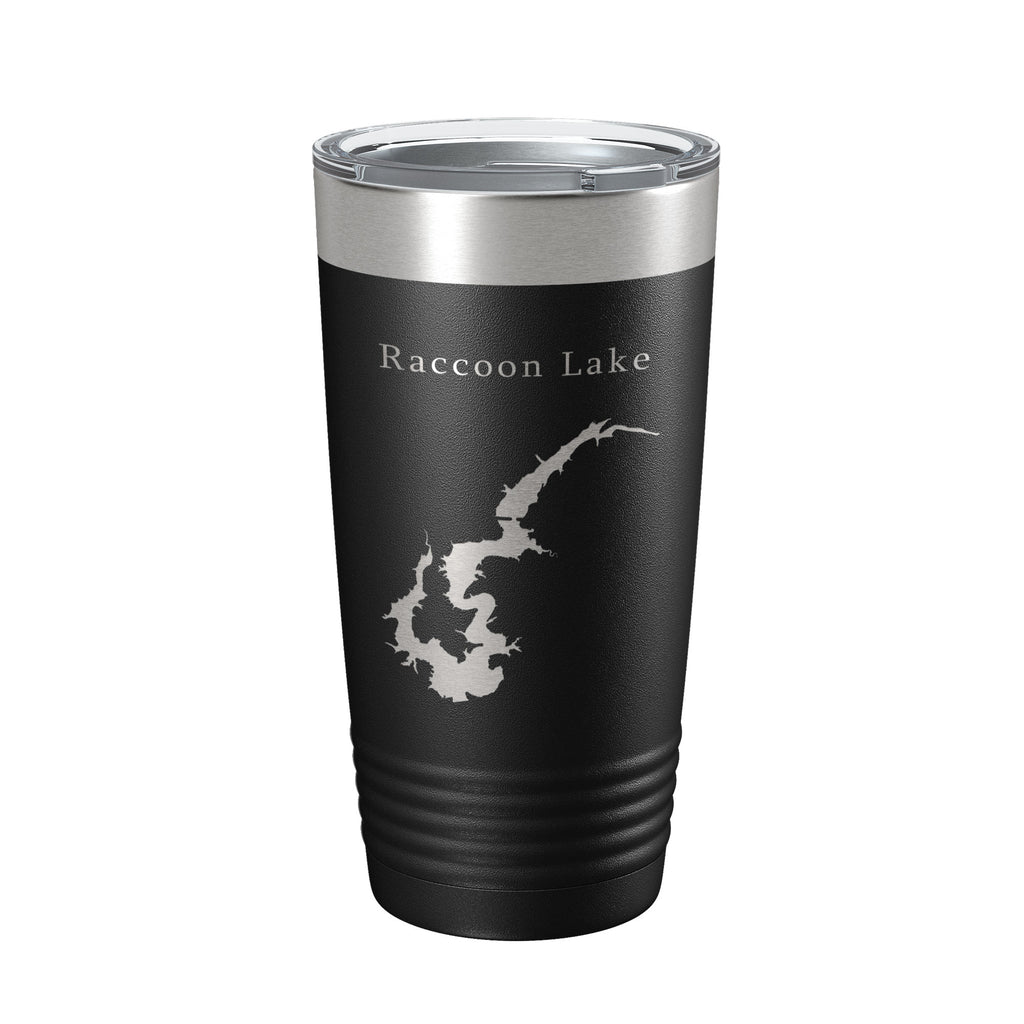 Raccoon Lake Map Tumbler Travel Mug Insulated Laser Engraved Coffee Cup Indiana 20 oz