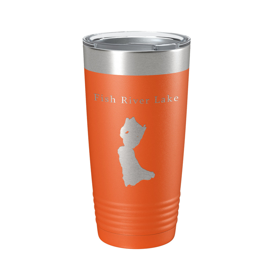 Fish River Lake Map Tumbler Travel Mug Insulated Laser Engraved Coffee Cup Maine 20 oz