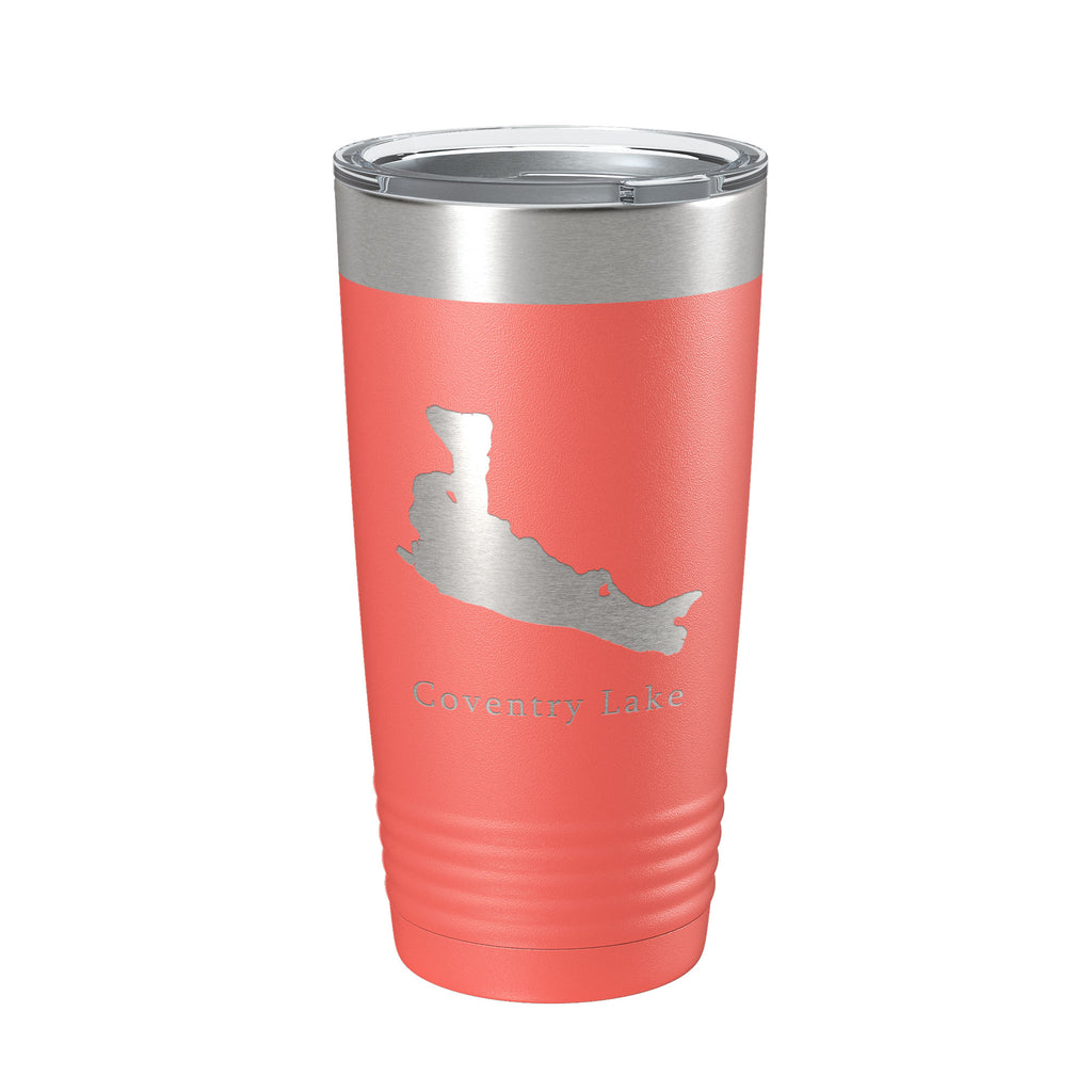 Coventry Lake Map Tumbler Travel Mug Insulated Laser Engraved Coffee Cup Connecticut 20 oz