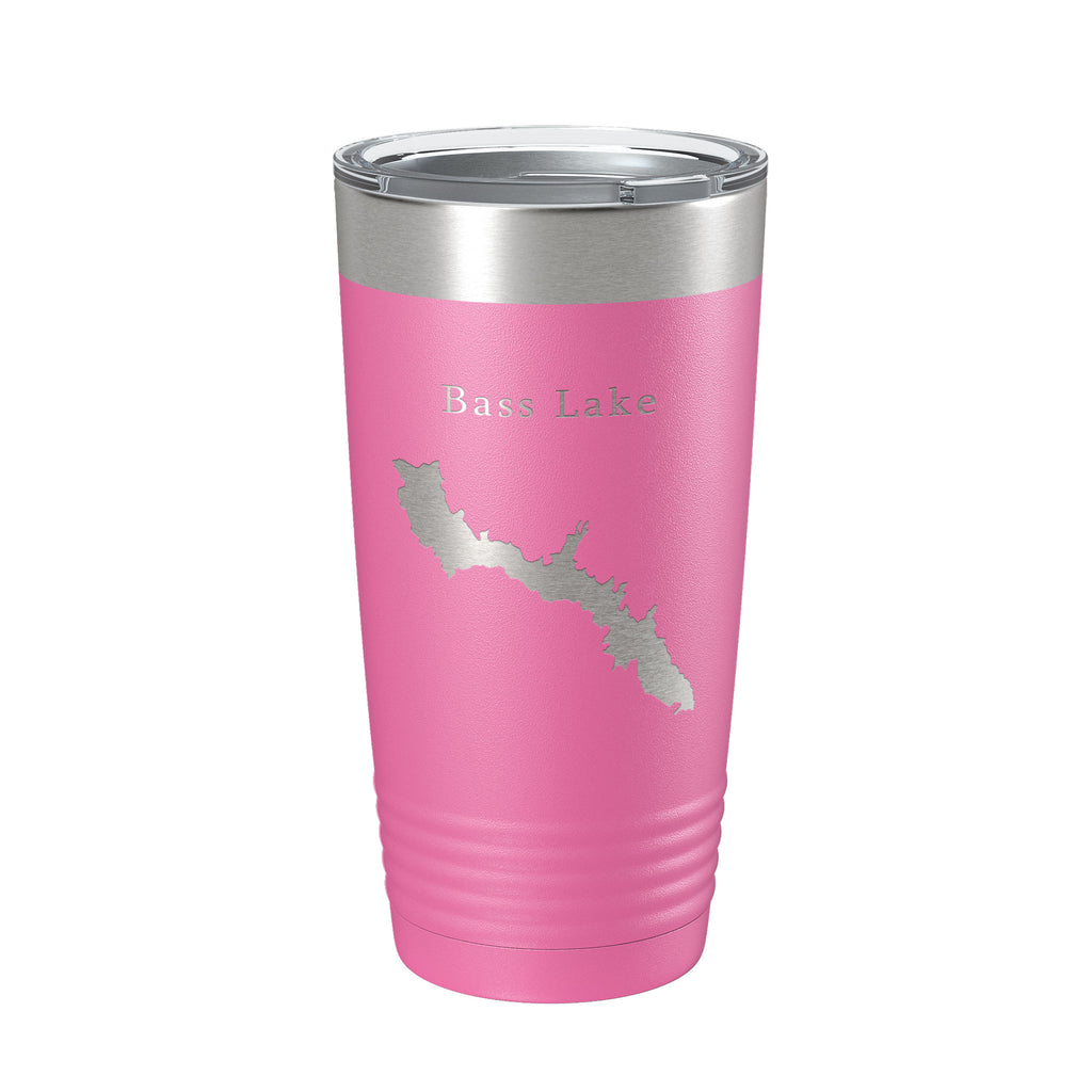 Bass Lake Map Tumbler Travel Mug Insulated Laser Engraved Coffee Cup California 20 oz