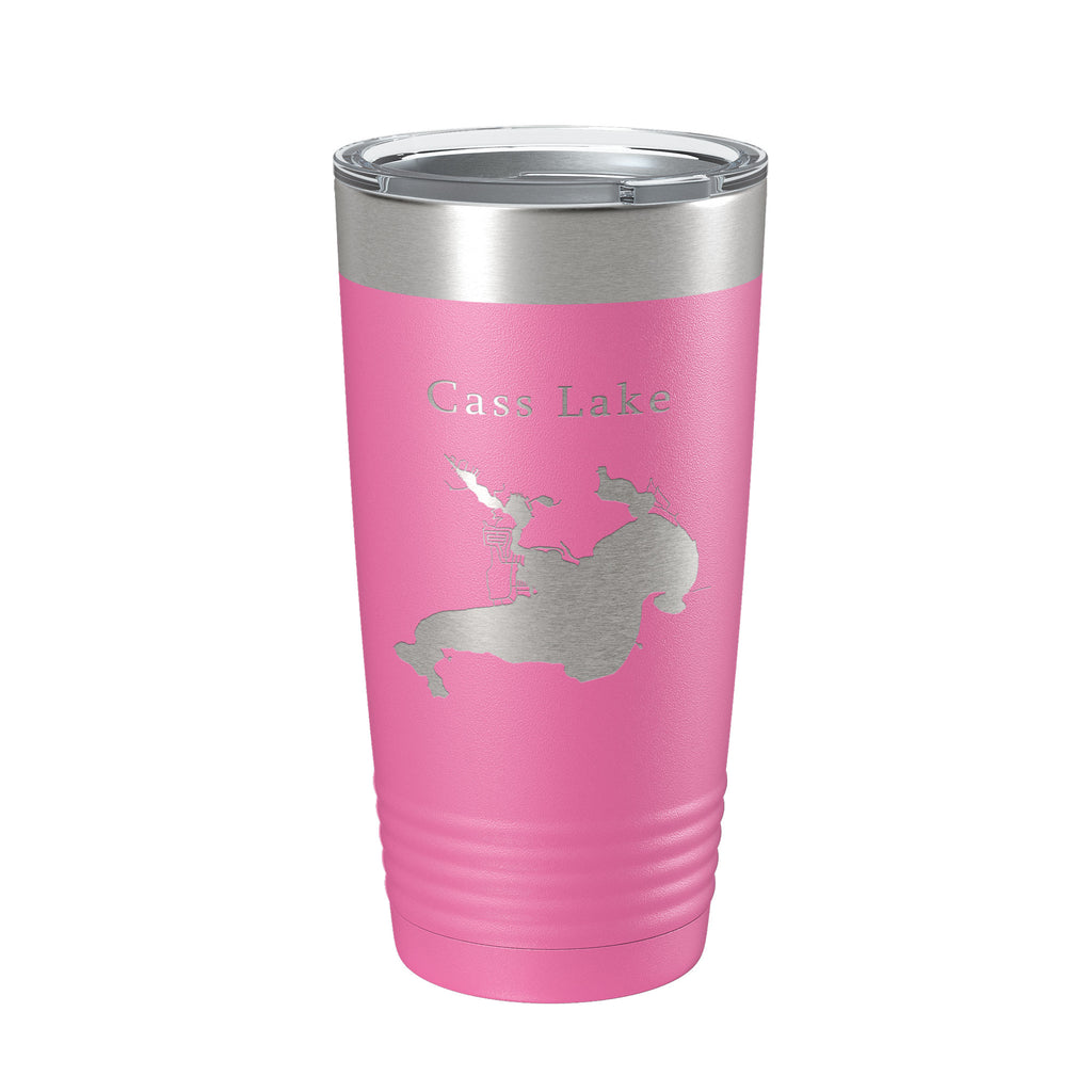 Cass Lake Map Tumbler Travel Mug Insulated Laser Engraved Coffee Cup Michigan 20 oz
