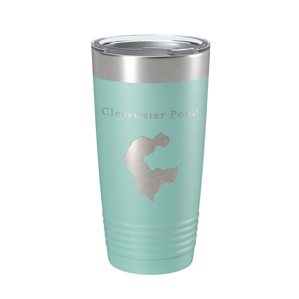 Clearwater Pond Lake Map Tumbler Travel Mug Insulated Laser Engraved Coffee Cup Maine 20 oz