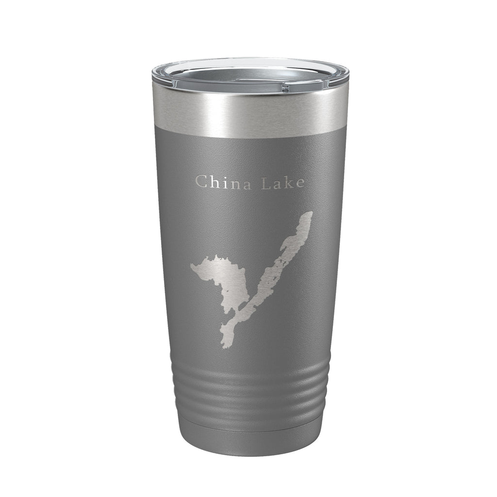 China Lake Map Tumbler Travel Mug Insulated Laser Engraved Coffee Cup Maine 20 oz