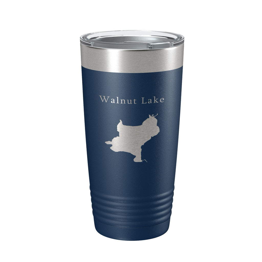 Walnut Lake Map Tumbler Travel Mug Insulated Laser Engraved Coffee Cup Michigan 20 oz