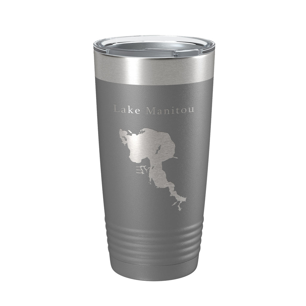 Lake Manitou Map Tumbler Travel Mug Insulated Laser Engraved Coffee Cup Indiana 20 oz