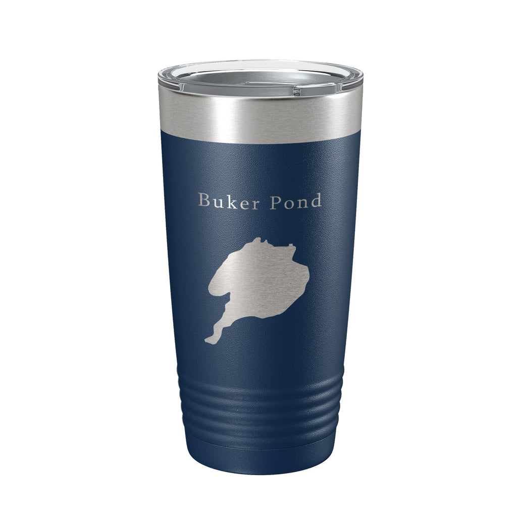 Buker Pond Tumbler Lake Map Travel Mug Insulated Laser Engraved Coffee Cup Maine 20 oz