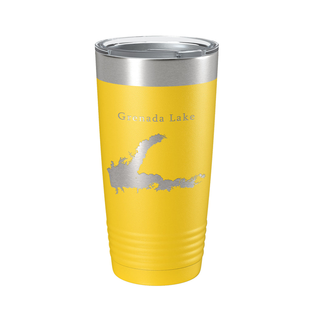 Grenada Lake Map Tumbler Travel Mug Insulated Laser Engraved Coffee Cup Mississippi 20 oz