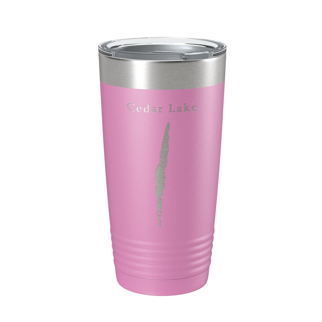 Cedar Lake Map Tumbler Travel Mug Insulated Laser Engraved Coffee Cup Alcona County Michigan 20 oz