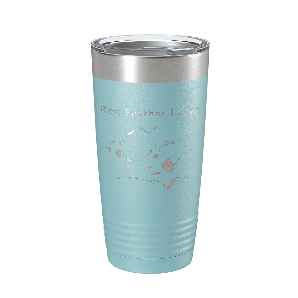 Red Feather Lakes Map Tumbler Travel Mug Insulated Laser Engraved Coffee Cup Colorado 20 oz