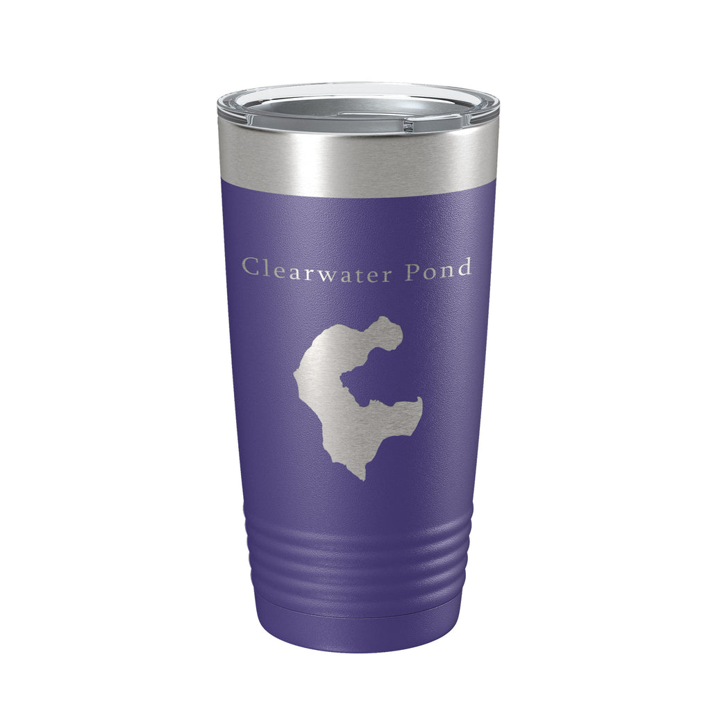 Clearwater Pond Lake Map Tumbler Travel Mug Insulated Laser Engraved Coffee Cup Maine 20 oz