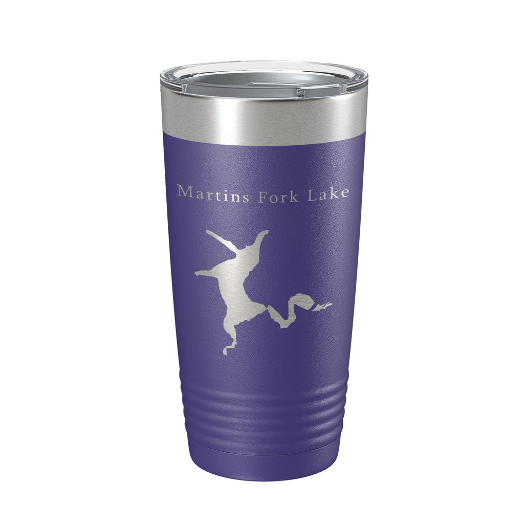 Martins Fork Lake Map Tumbler Travel Mug Insulated Laser Engraved Coffee Cup Kentucky 20 oz