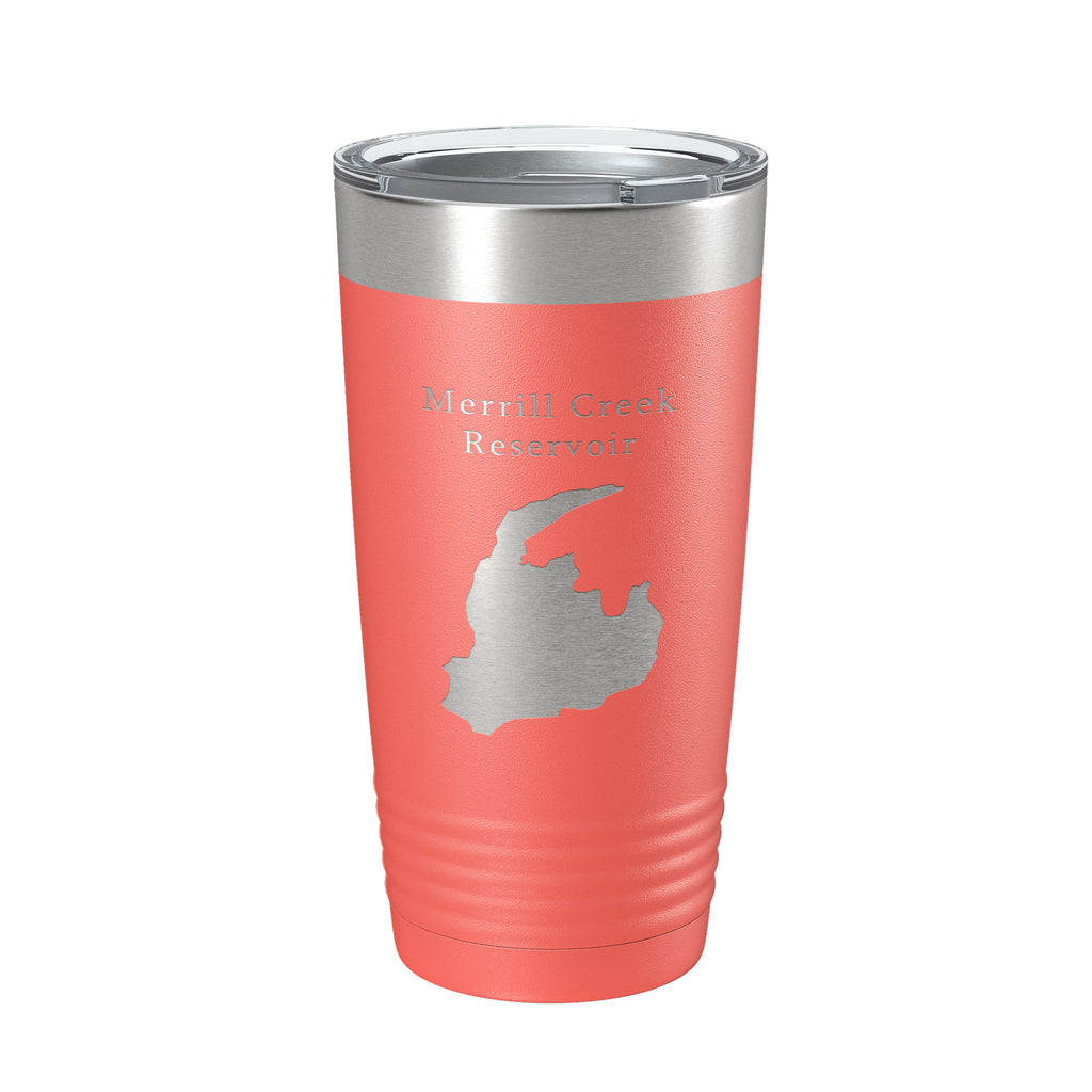 Merrill Creek Reservoir Tumbler Lake Map Travel Mug Insulated Laser Engraved Coffee Cup New Jersey 20 oz