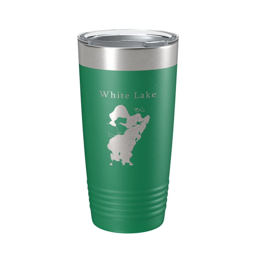 White Lake Map Tumbler Travel Mug Insulated Laser Engraved Coffee Cup Michigan 20 oz