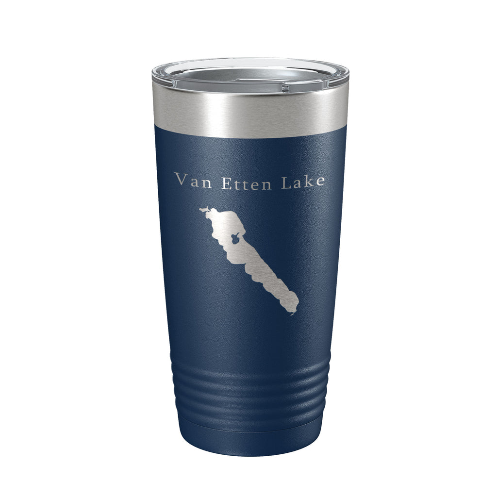 Van Etten Lake Map Tumbler Travel Mug Insulated Laser Engraved Coffee Cup Michigan 20 oz