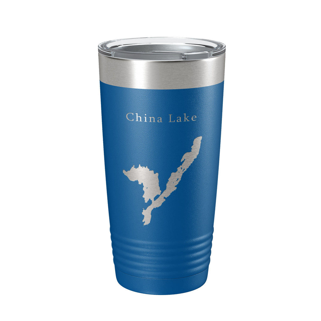 China Lake Map Tumbler Travel Mug Insulated Laser Engraved Coffee Cup Maine 20 oz