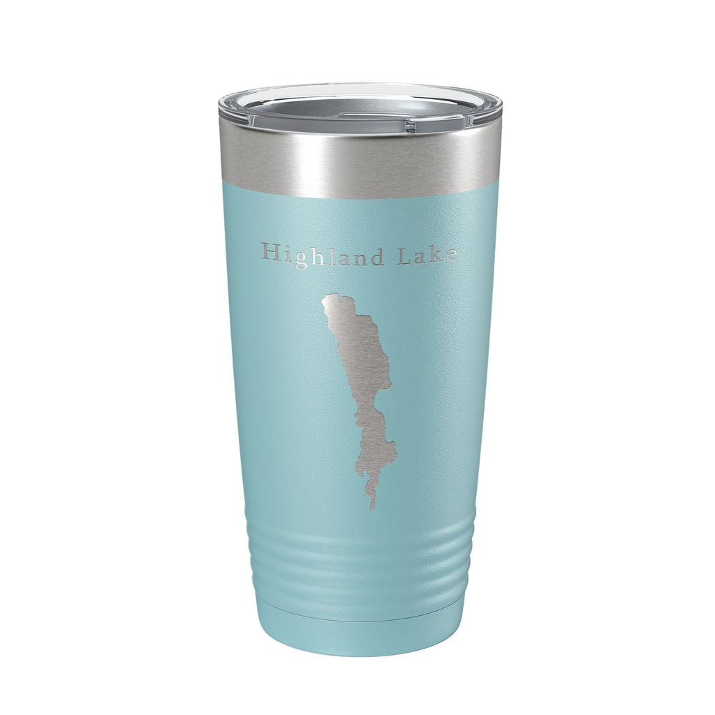 Highland Lake Map Tumbler Travel Mug Insulated Laser Engraved Coffee Cup Westbook Maine 20 oz