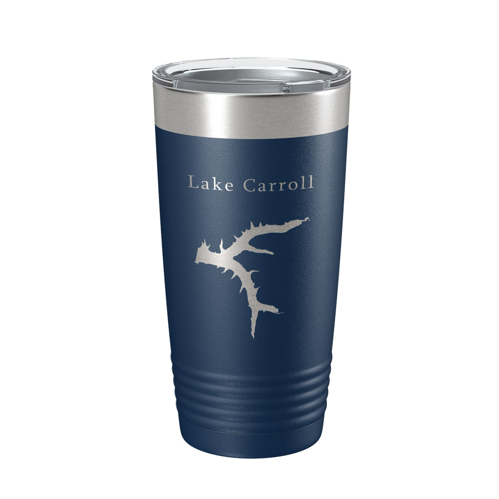 Lake Carroll Map Tumbler Travel Mug Insulated Laser Engraved Coffee Cup Illinois 20 oz