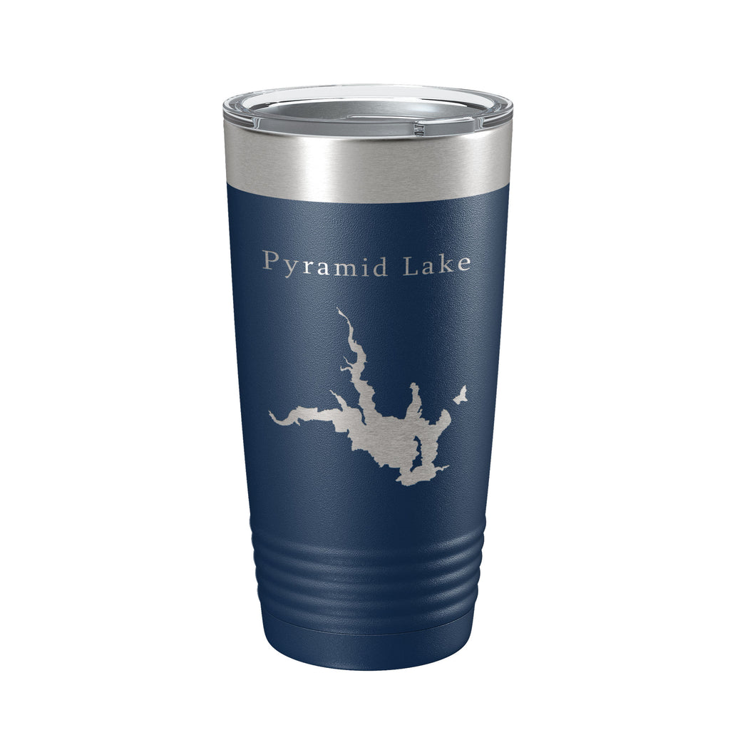 Pyramid Lake Map Tumbler Travel Mug Insulated Laser Engraved Coffee Cup California 20 oz