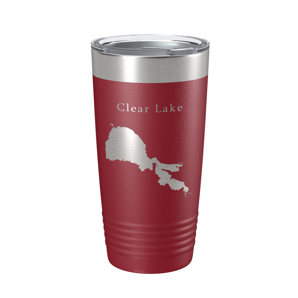 Clear Lake Map Tumbler Travel Mug Insulated Laser Engraved Coffee Cup California 20 oz