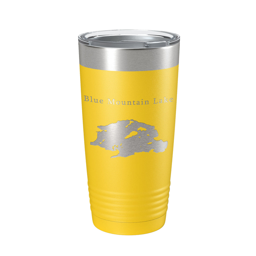 Blue Mountain Lake Map Tumbler Travel Mug Insulated Laser Engraved Coffee Cup New York 20 oz