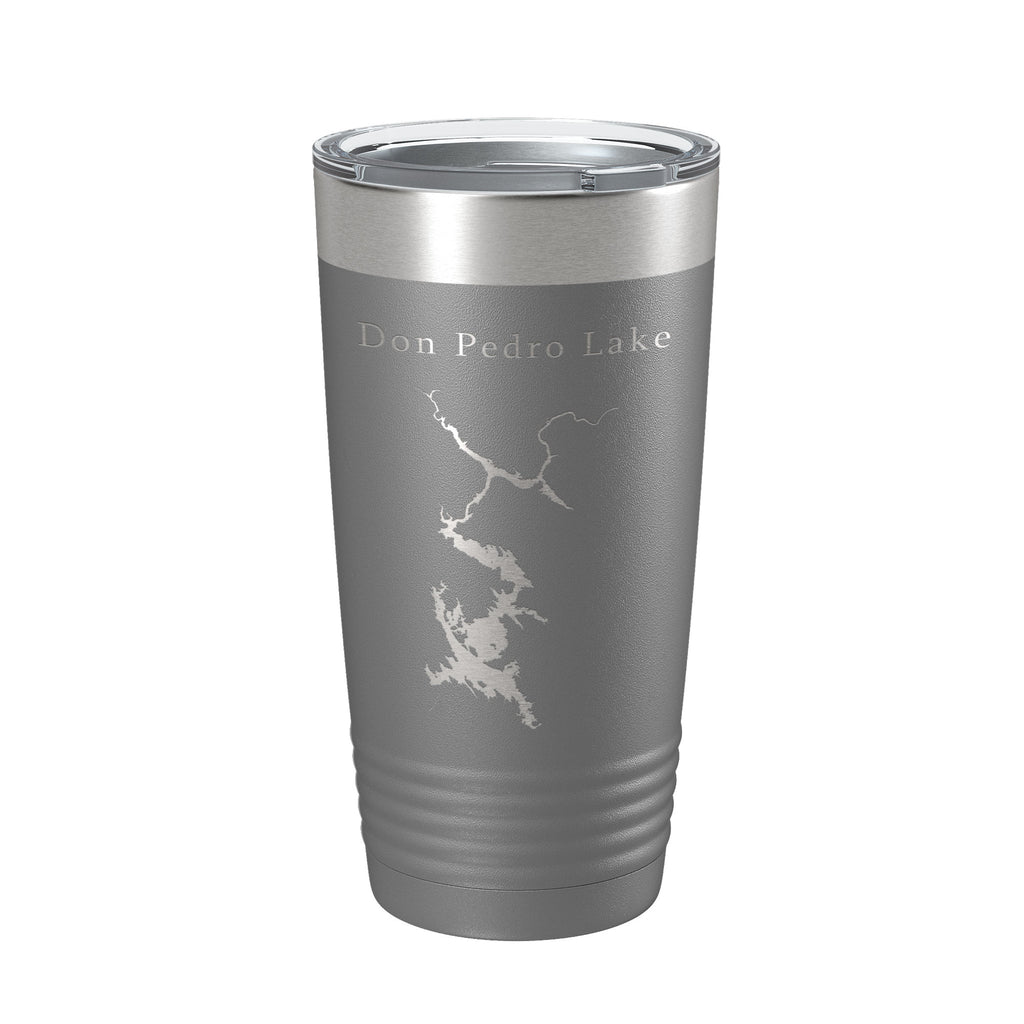 Don Pedro Lake Map Tumbler Travel Mug Insulated Laser Engraved Coffee Cup California 20 oz