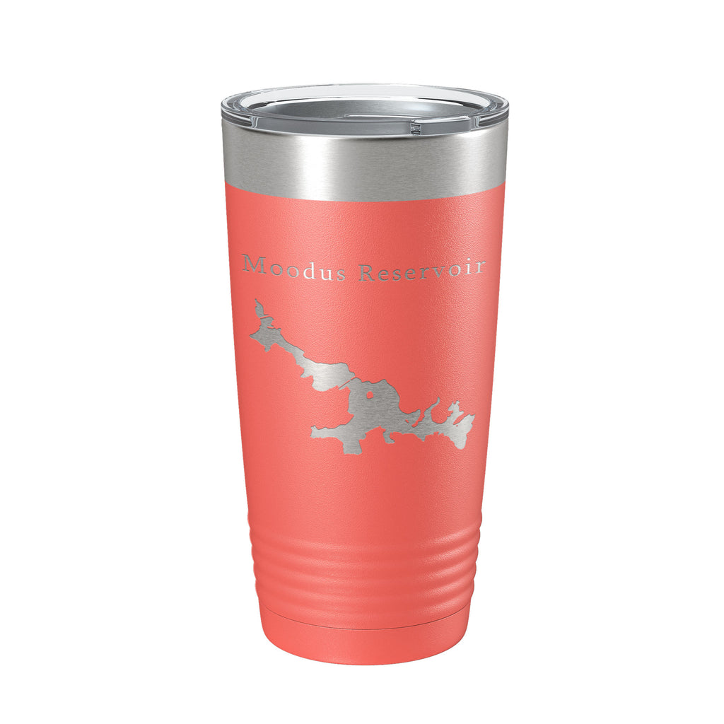 Moodus Reservoir Tumbler Lake Map Travel Mug Insulated Laser Engraved Coffee Cup Connecticut 20 oz
