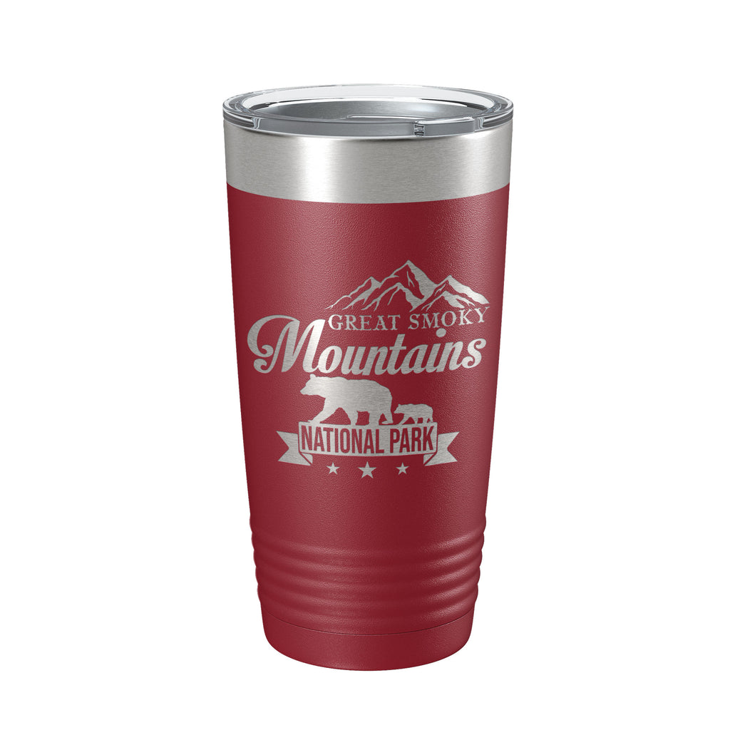Great Smoky Mountains National Park Bear Tumbler GSMNP Travel Mug Gift Insulated Laser Engraved Coffee Cup 20 oz