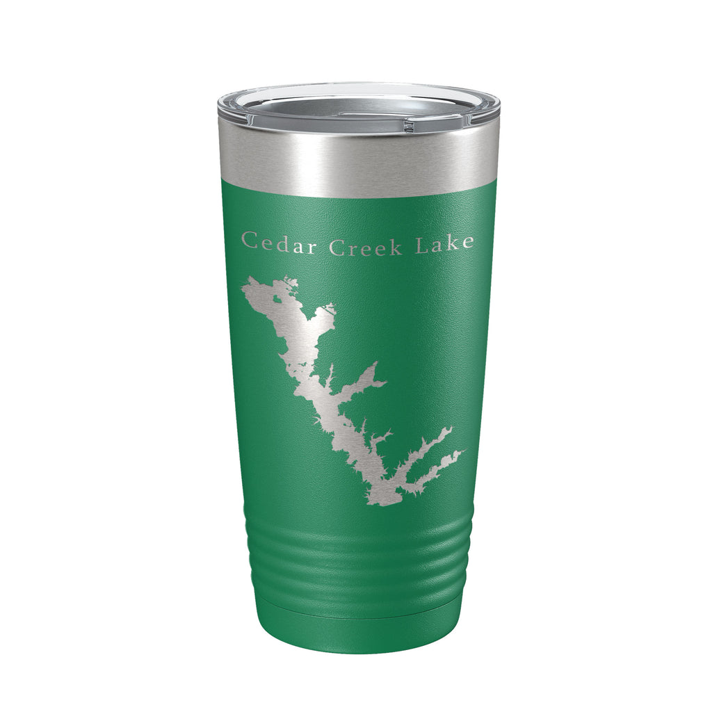 Cedar Creek Lake Reservoir Map Tumbler Travel Mug Insulated Laser Engraved Coffee Cup Texas 20 oz