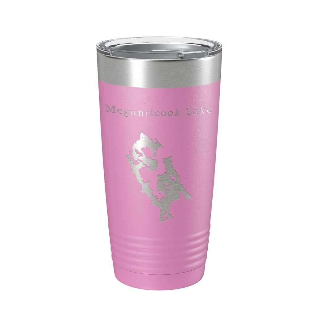 Megunticook Lake Map Tumbler Travel Mug Insulated Laser Engraved Coffee Cup Maine 20 oz