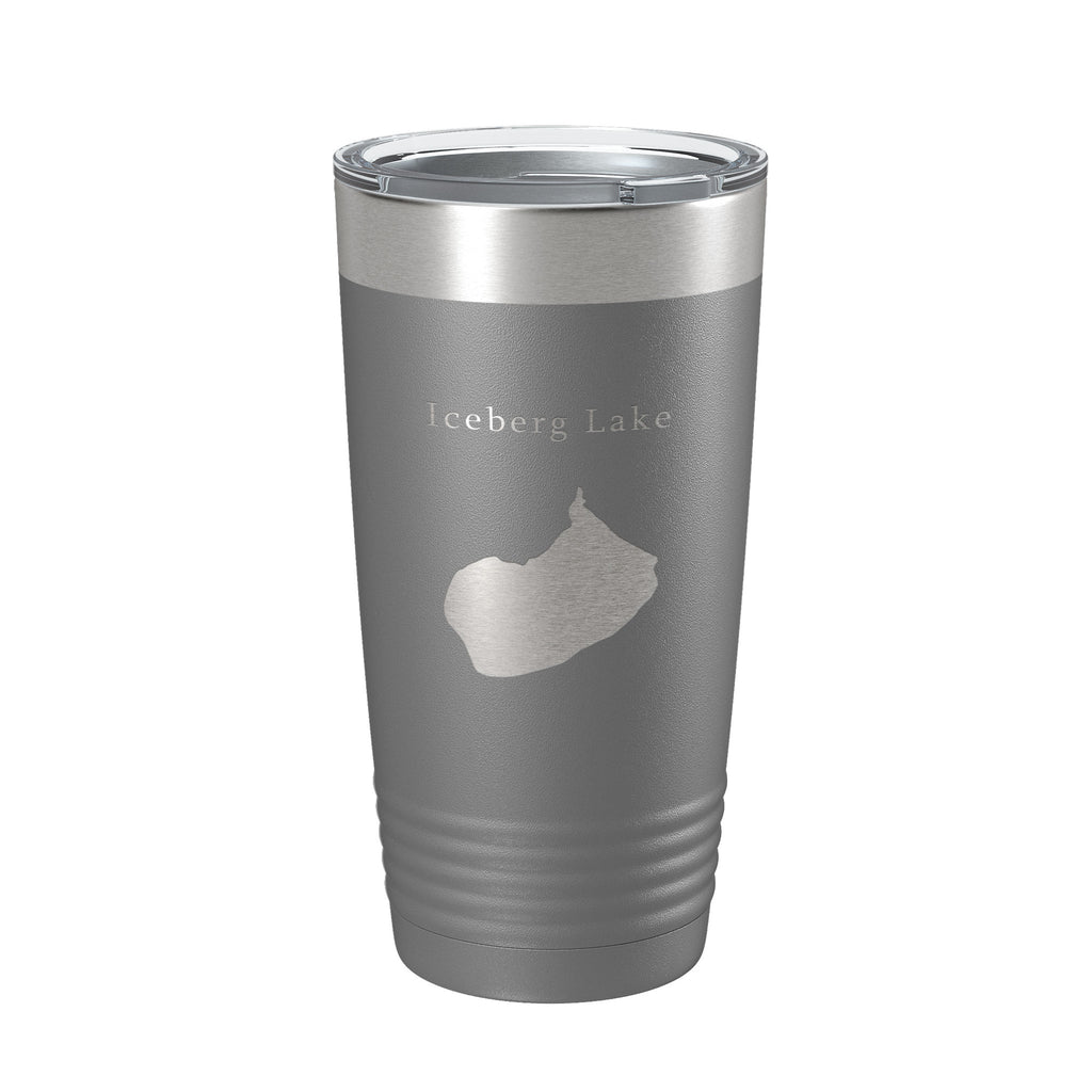Iceberg Lake Map Tumbler Travel Mug Insulated Laser Engraved Coffee Cup Montana 20 oz