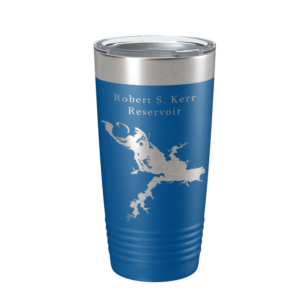 Robert S. Kerr Reservoir Tumbler Lake Map Travel Mug Insulated Laser Engraved Coffee Cup Oklahoma 20 oz