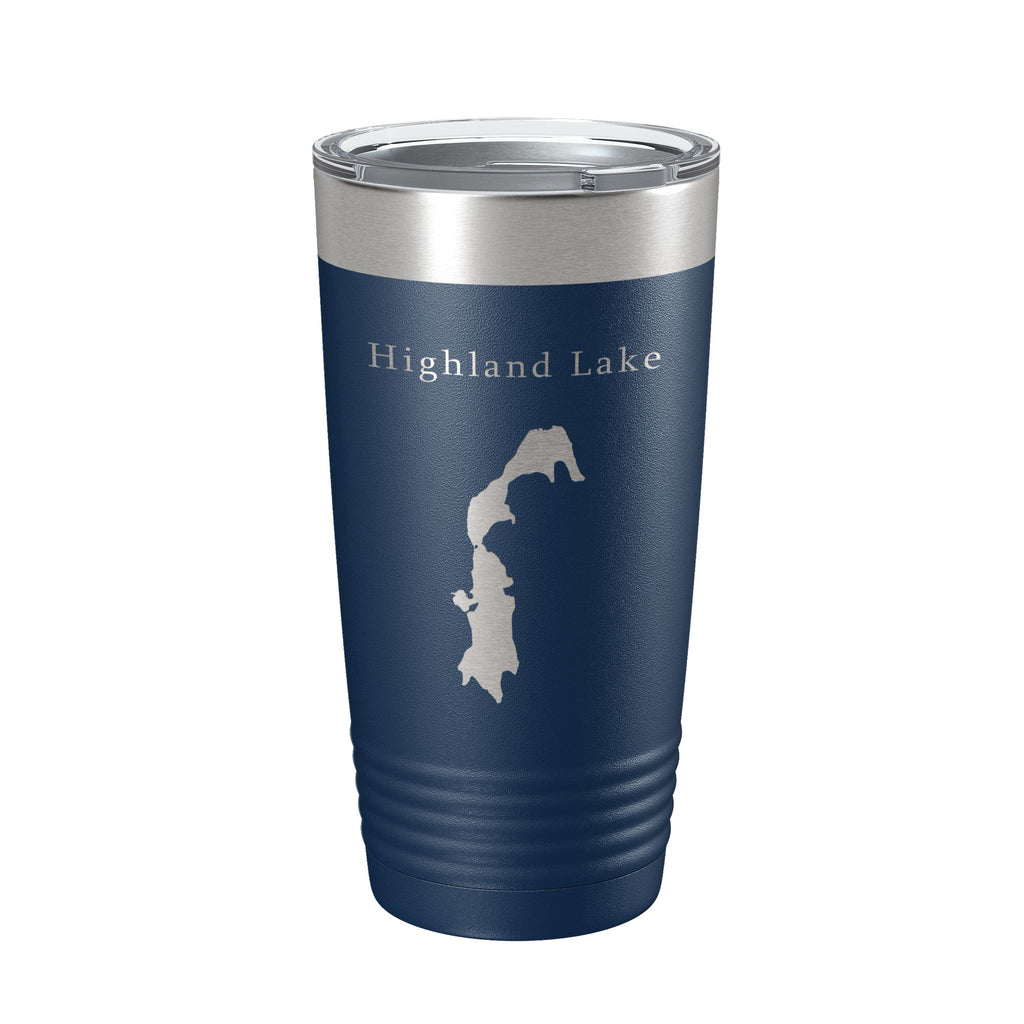 Highland Lake Map Tumbler Travel Mug Insulated Laser Engraved Coffee Cup Connecticut 20 oz