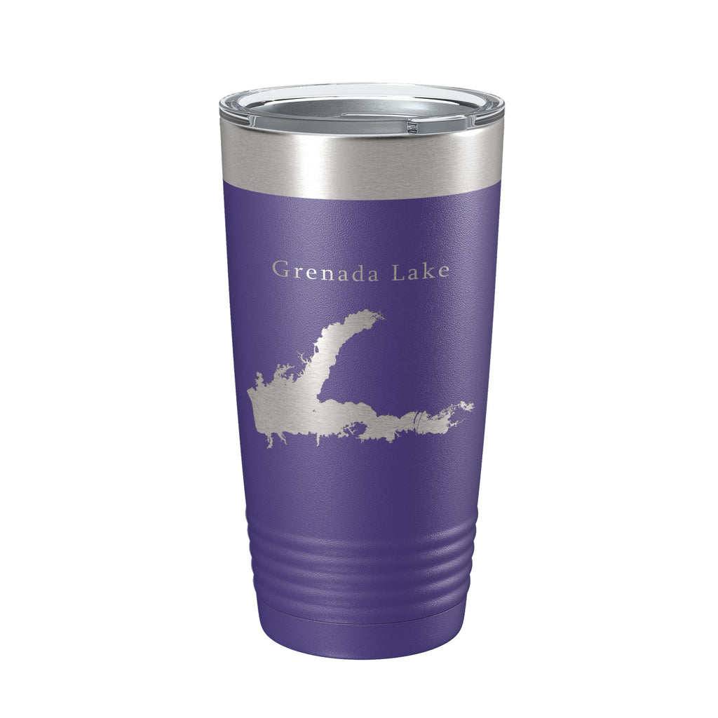 Grenada Lake Map Tumbler Travel Mug Insulated Laser Engraved Coffee Cup Mississippi 20 oz