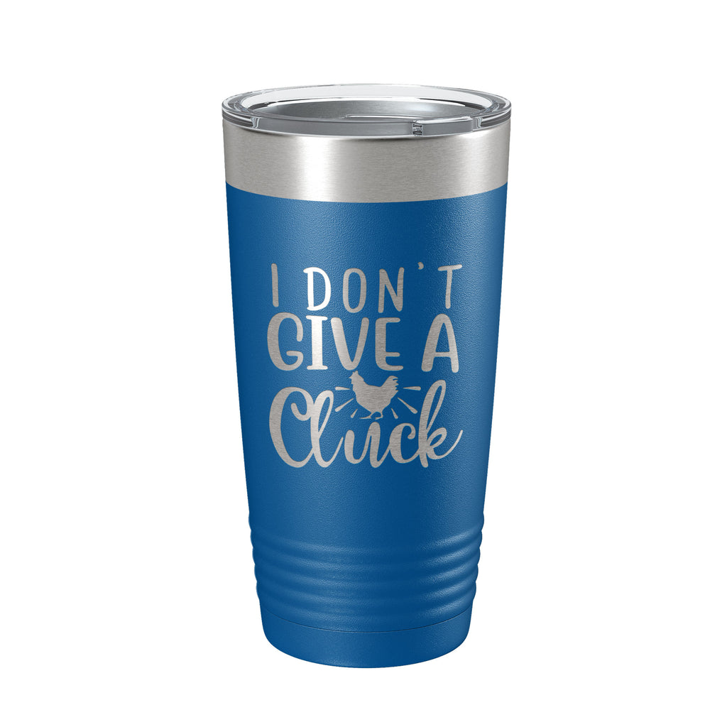 I Don't Give A Cluck Tumbler Funny Chicken Travel Mug Gift Insulated Laser Engraved Coffee Cup 20 oz Navy Blue