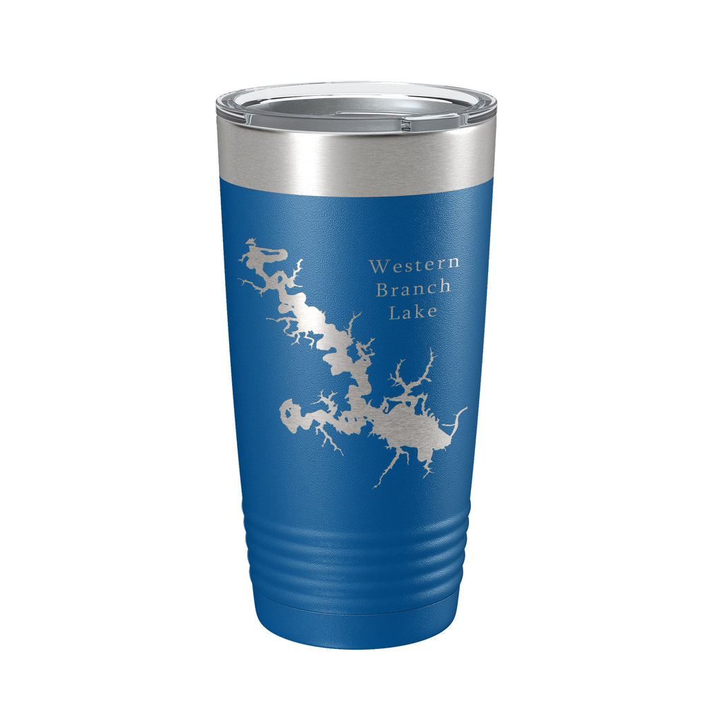 Western Branch Lake Reservoir Map Tumbler Travel Mug Insulated Laser Engraved Coffee Cup Suffolk Virginia 20 oz