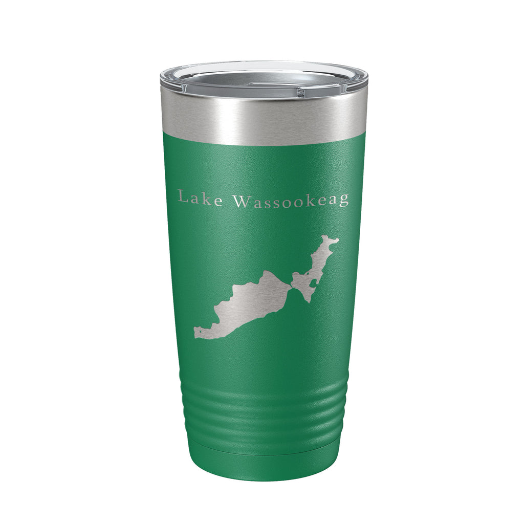 Lake Wassookeag Map Tumbler Travel Mug Insulated Laser Engraved Coffee Cup Maine 20 oz