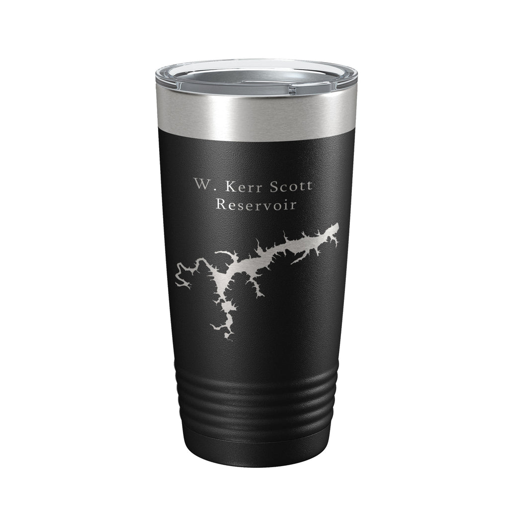 W. Kerr Scott Reservoir Tumbler Lake Map Travel Mug Insulated Laser Engraved Coffee Cup North Carolina 20 oz