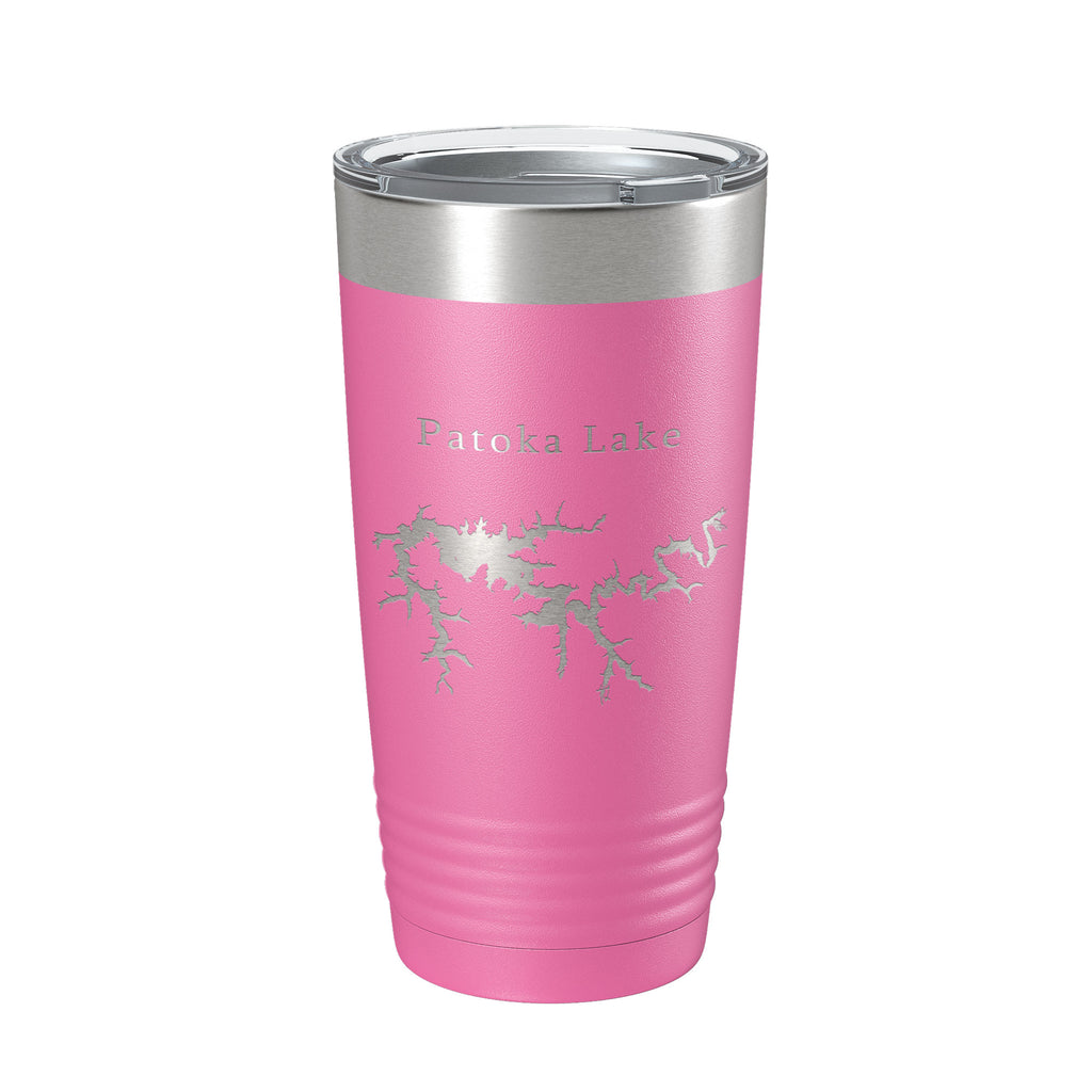 Patoka Lake Map Tumbler Travel Mug Insulated Laser Engraved Coffee Cup Indiana 20 oz