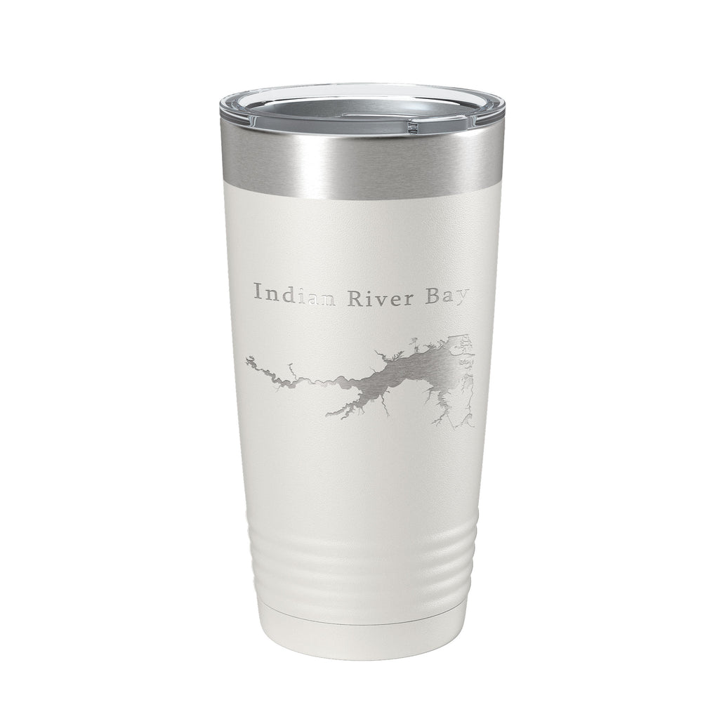Indian River Bay Tumbler Lake Map Travel Mug Insulated Laser Engraved Coffee Cup Delaware 20 oz