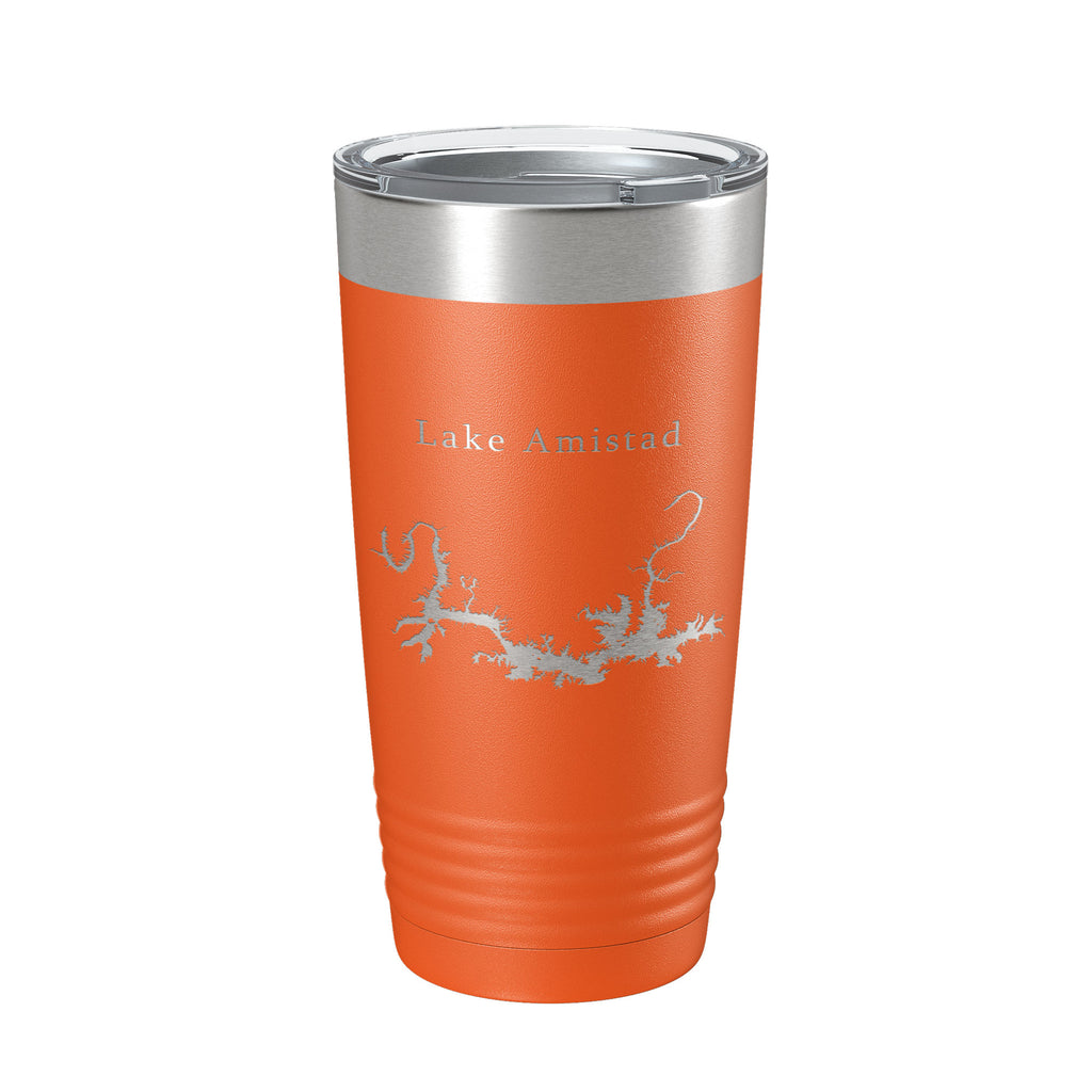 Lake Amistad Reservoir Map Tumbler Travel Mug Insulated Laser Engraved Coffee Cup Texas 20 oz
