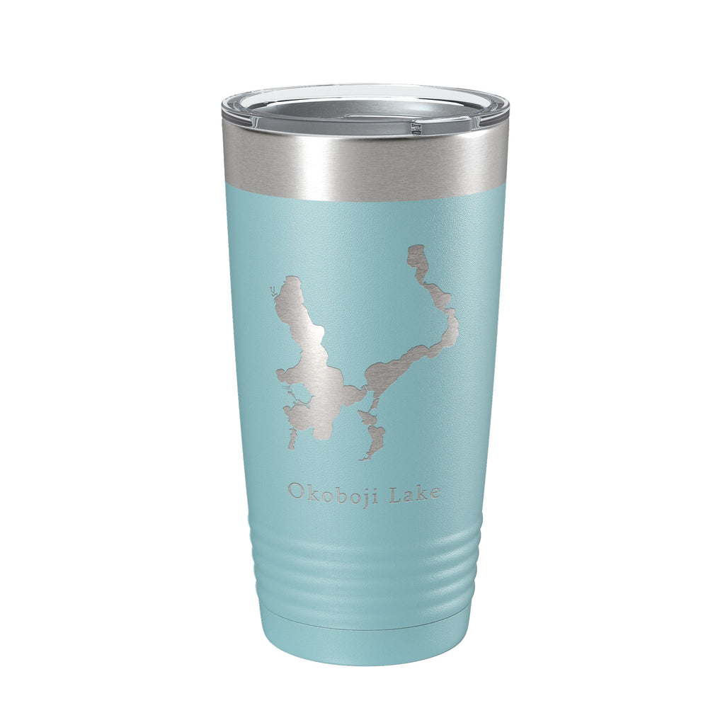 Okoboji Lake Map Tumbler Travel Mug Insulated Laser Engraved Coffee Cup Iowa 20 oz