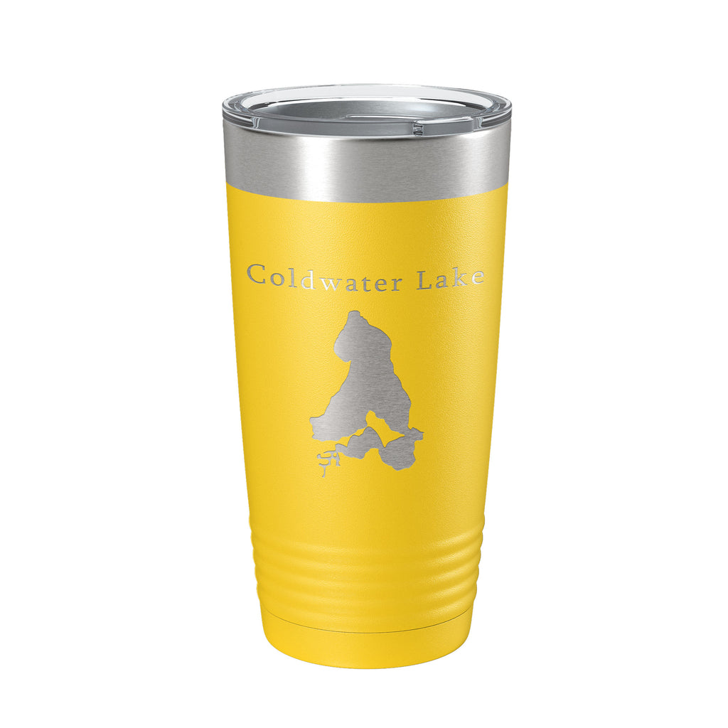 Coldwater Lake Map Tumbler Travel Mug Insulated Laser Engraved Coffee Cup Michigan 20 oz
