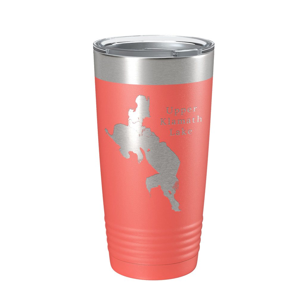 Upper Klamath Lake Map Tumbler Travel Mug Insulated Laser Engraved Coffee Cup Oregon 20 oz