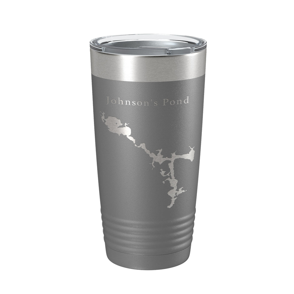 Johnson's Pond Tumbler Lake Map Travel Mug Insulated Laser Engraved Coffee Cup Rhode Island 20 oz