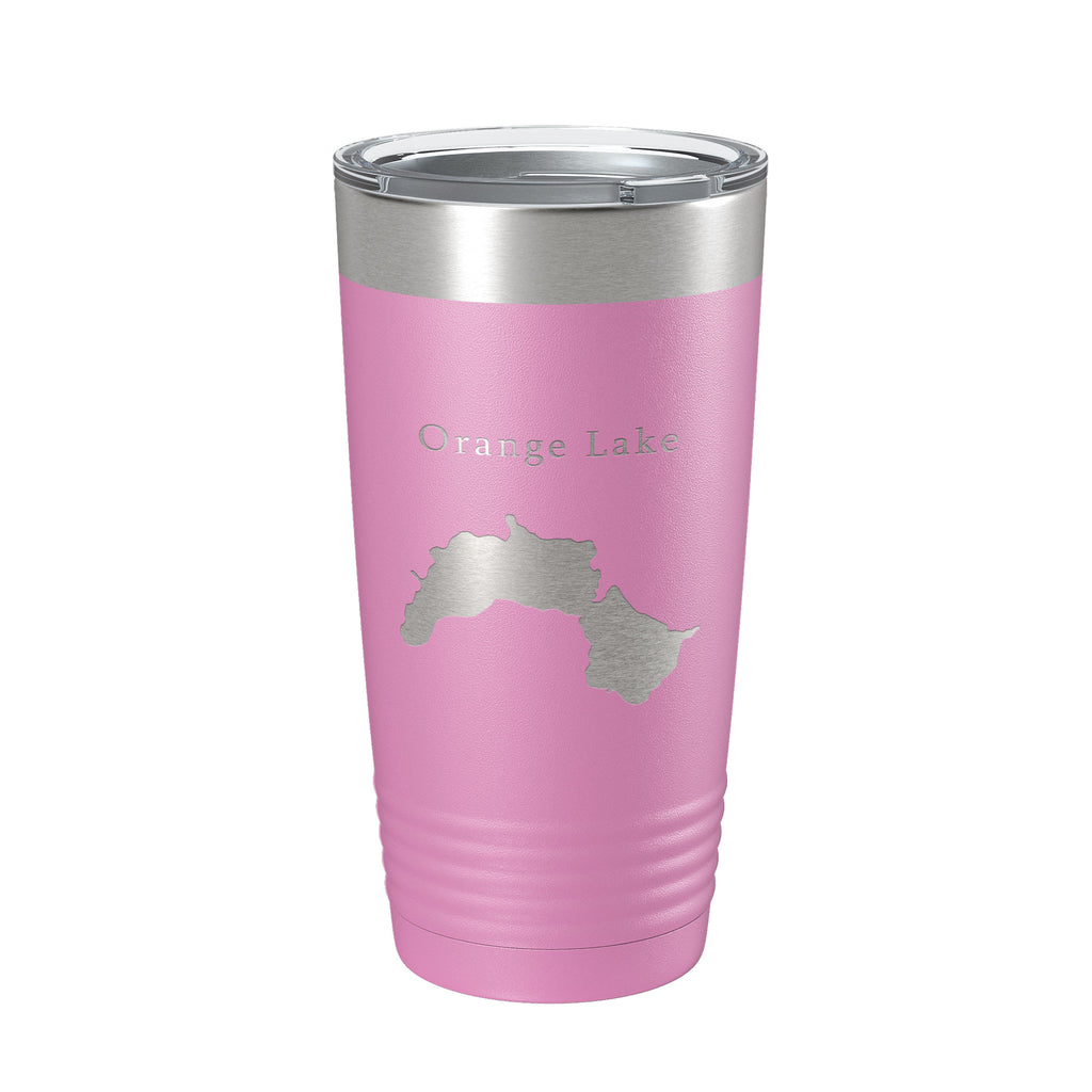 Orange Lake Map Tumbler Travel Mug Insulated Laser Engraved Coffee Cup Maine 20 oz