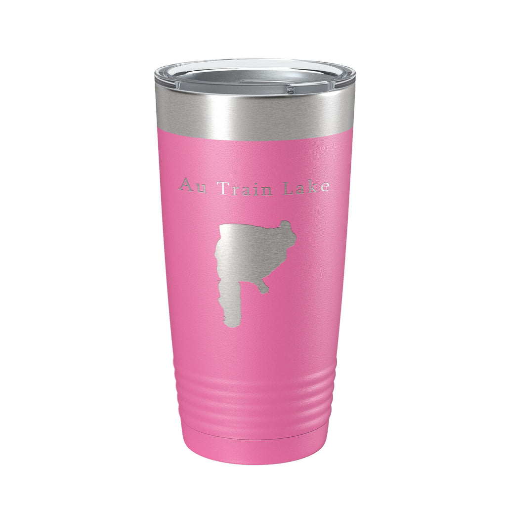 Au Train Lake Map Tumbler Travel Mug Insulated Laser Engraved Coffee Cup Michigan 20 oz